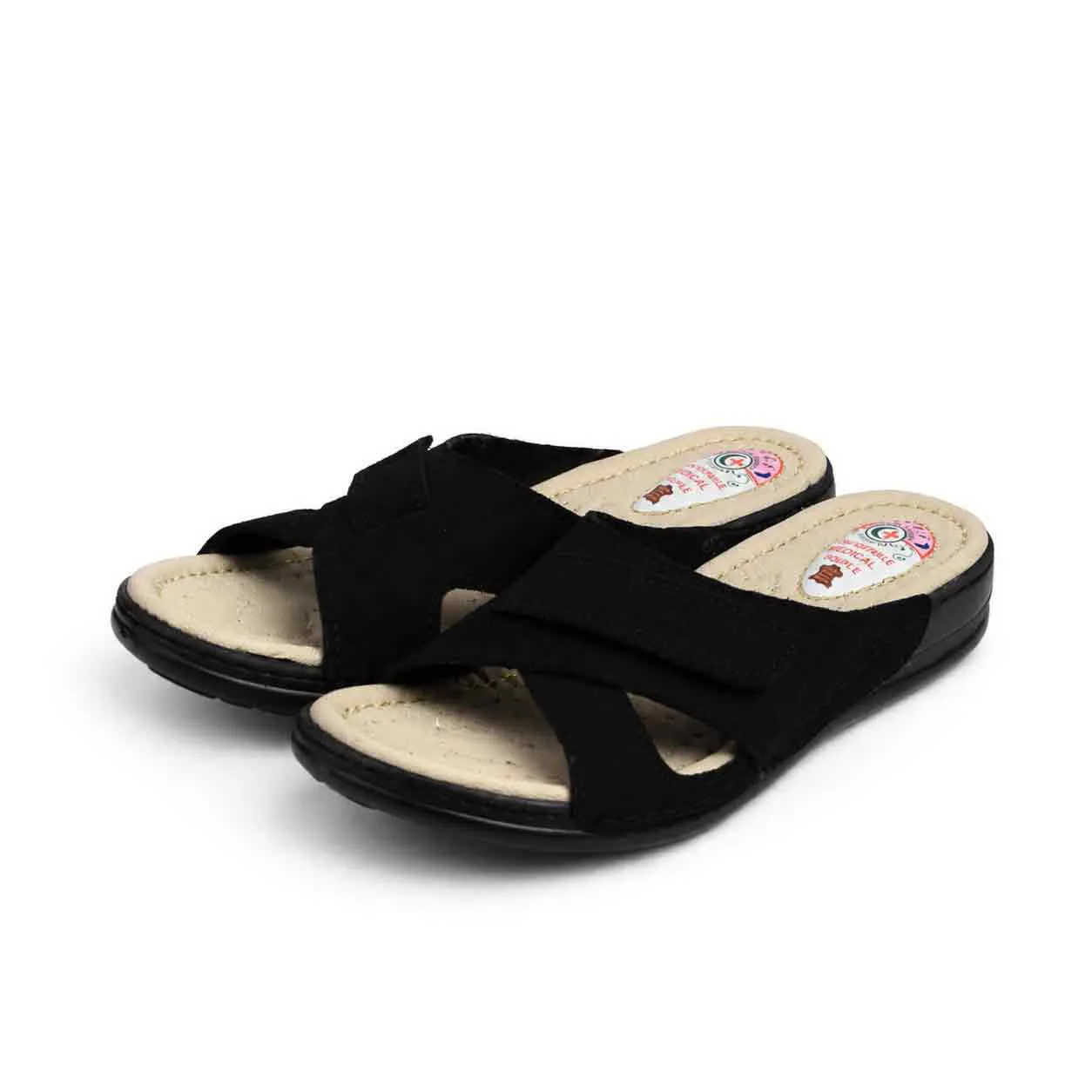 Sandale medicale Confort pour femme 500 noir daim  miniature